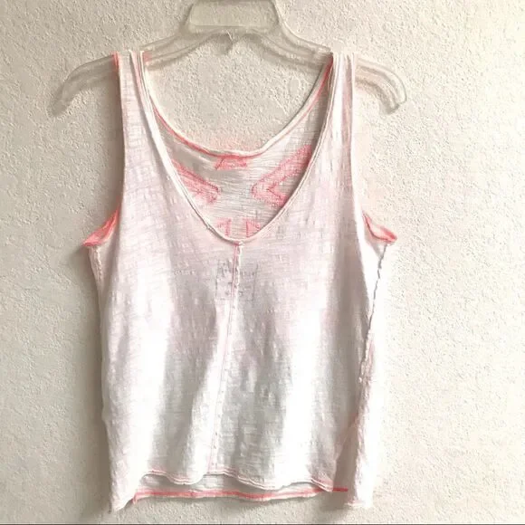 Free People We the Free neon tangerine stitch cotton tank top XS - Picture 5 of 7